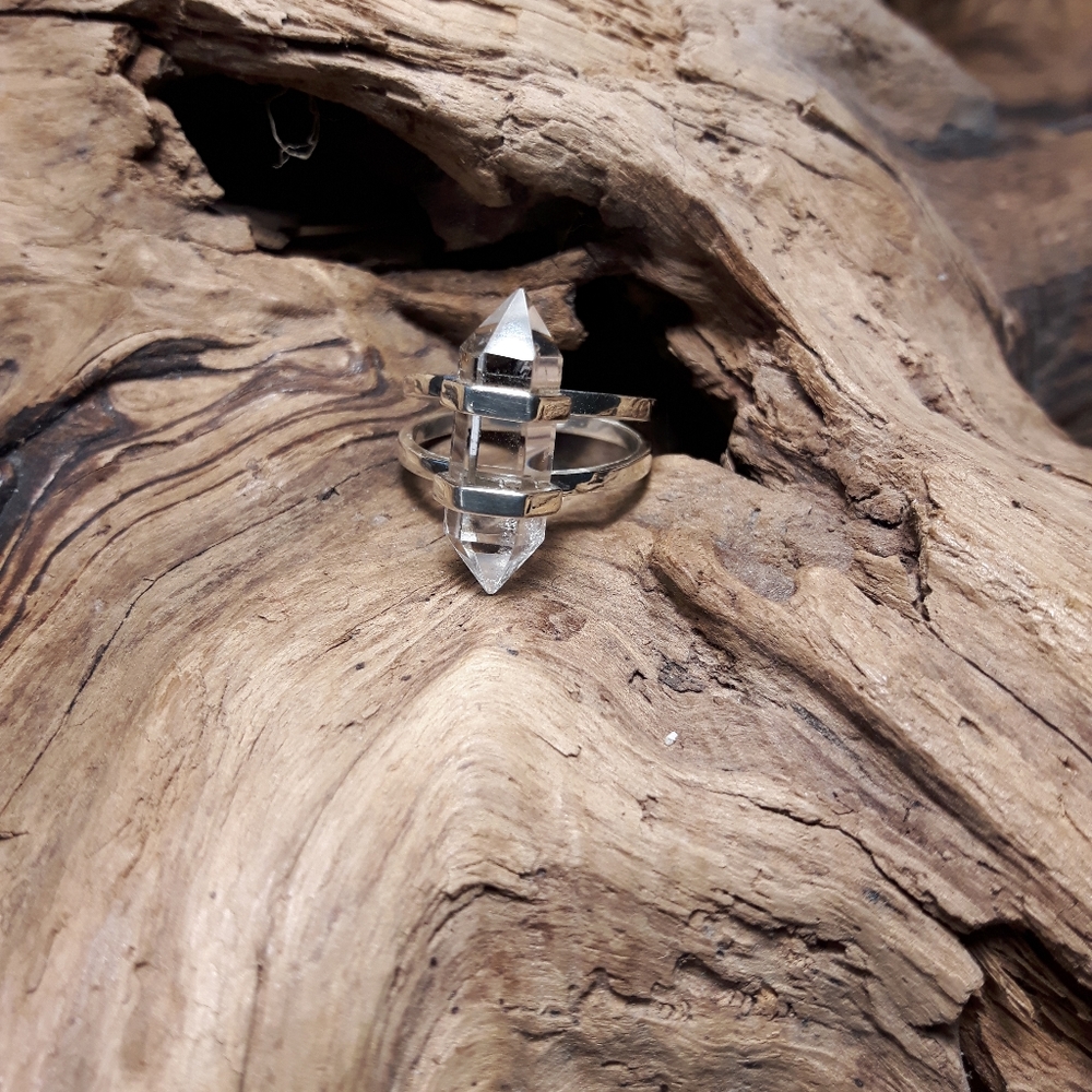 Sterling silver clear quartz ring - Picture 6 of 7
